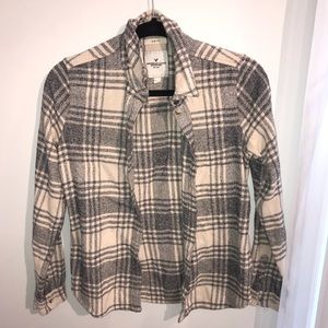 American Eagle Grey and White Flannel